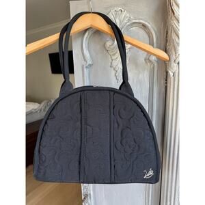 Vera Bradley Black Eloise Purse Handbag Quilted Green & White Floral Lining